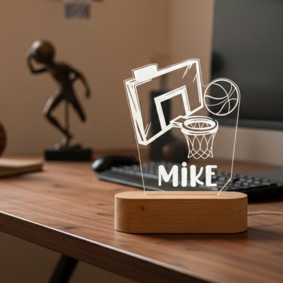 Basketball Night Light – Personalized LED Nightlight for Kids - Picture 6 of 8